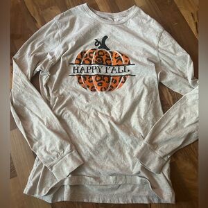 Hello Fall George Light Tan Long Sleeve Tee